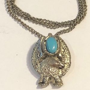 Vintage silver eagle Turquoise pendant necklace